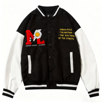 Veste universitaire d'hiver OEM ODM avec logo brodé sur le devant, veste de baseball contrastée, veste universitaire réversible pour homme