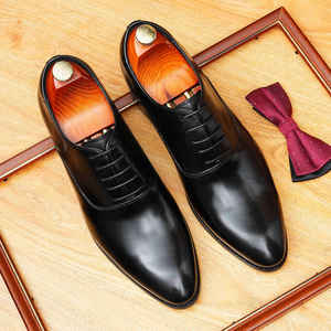 2025 Latest Summer Autumn Trendy Men's Cowhide Lace-up <b>Pointed</b> <b>Toe</b> Shoes <b>Flat</b> Sole Waterproof Breathable Lightweight Business - Product Image 2