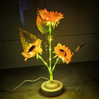 Lampe de table à fleurs artificielles, lampe de nuit LED en forme de tournesol, cadeau pour femmes, décoration de salon, décoration de bureau