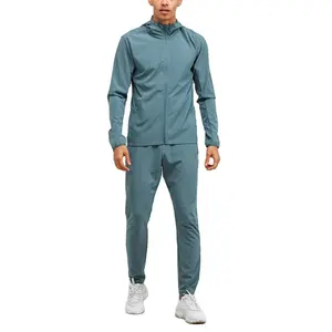 sport wear light weight zip up hoodie and ankle zipper jogger pants nylon windbreaker set tracksuit for men