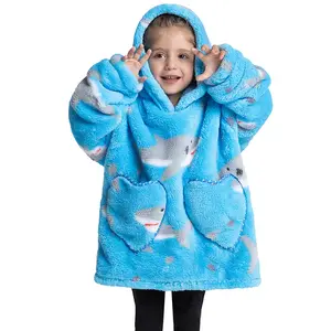 Manta de franela con capucha para niños y adultos, nueva manta de franela con estampado de TV, bonita y portátil, con capucha, de gran tamaño, 2022