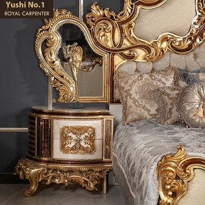 Letto Matrimoniale di Lusso Italiano 1,8m in Stile Palazzo Europeo, Legno Massello con Intagli in Foglia d'Oro per Casa, Palazzo <span class=keywords><strong>Reale</strong></span> Turco - Product Image 4