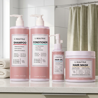 Ensemble de shampooings professionnels personnalisés pour soins capillaires naturels à l'aloe vera, au théier, à l'huile d'argan et à l'eau de riz réparatrice