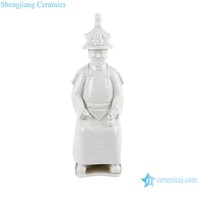 RZTV01 dynastie Qing traditionnelle chinoise 3 empereurs assis figurine en céramique blanche scluptures