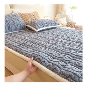 Protecteur de lit en taffetas drap épais doux matelas de maison coussinets de protection antidérapants couvre-lit ensemble 3 pièces couvre-lit matelas