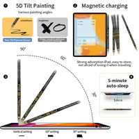 Stylet métallique pour tablette avec adsorption magnétique et charge, compatible iPad, détection d'angle d'inclinaison, anti-touche accidentelle, pointe remplaçable