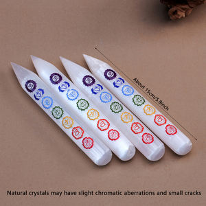 Varinha de Cristal de Selenita Natural para Meditação e Decoração Espiritual, Obelisco de Cura Reiki com 7 Chakras - Product Image 4