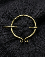 Broche Penannulaire en Laiton Massif Martelé à la Main, Épingle à Châle Vintage, Attache de Foulard Médiévale Forgée à la Main, Vente en Gros, Cadeau