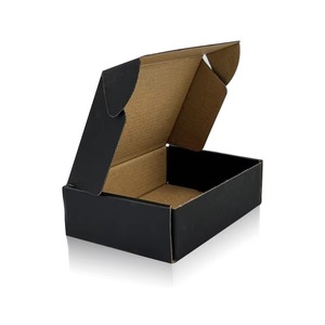 Caja de Cartón Corrugado Rectangular Negra con Diseño de Tapa Abierta - Product Image 3