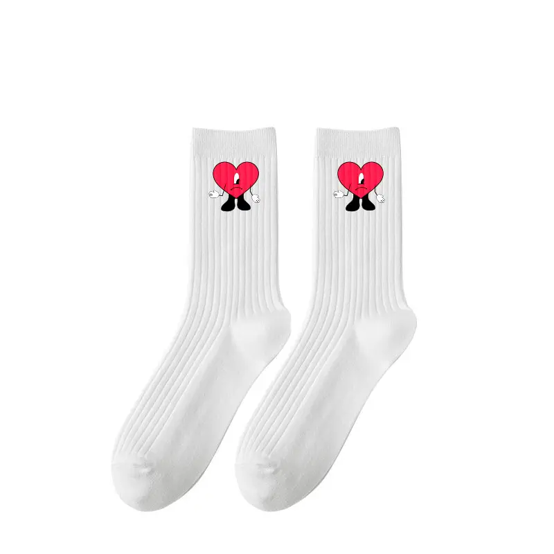 women ladies cute cotton bad bunny heart socks smiley slippers and socks happy face for girls soft comfortable socks
