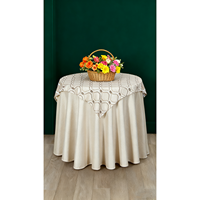 1 nappe tissée simple 100% polyester unie lavable et personnalisable (rond de 70 pouces) avec 1 dessus de nappe imprimé (35x35 pouces) - Ensemble