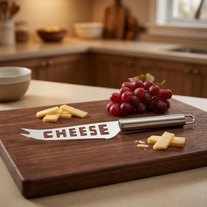 Coltello per Formaggio in Acciaio Inossidabile <span class=keywords><strong>con</strong></span> Manico Traforato a Forma di Lettera 'CHEESE' e Punta Seghettata, Utensile da Cucina - Product Image 4