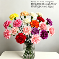 Carnation artificielle en soie réaliste de 68 cm, motif floral, pour la Fête des Mères, la décoration de studio, la planification d'événements, les vitrines et les cafés