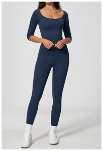 Conjunto de Yoga Casual a Rayas para Mujer, Sin Mangas, Leggings de Cintura Alta, Tejido Elástico de Spandex y Nailon, Ajuste Ceñido, Primavera/Verano - Product Image 2