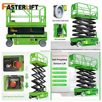 Plataforma Elevadora de Tijera Eléctrica Autopropulsada Compacta FASTER LIFT para Pequeños Proyectos de Construcción, Acero Aleado, Altura de Plataforma de 16 m