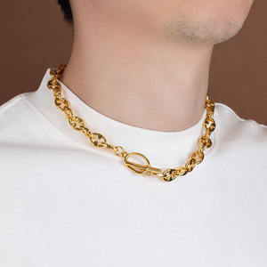 Ensemble <span class=keywords><strong>de</strong></span> Bijoux Tendance en Acier Inoxydable Plaqué Or 18K: Collier et Bracelet à Maillons Grains <span class=keywords><strong>de</strong></span> <span class=keywords><strong>Café</strong></span> Creux Irréguliers - Product Image 5