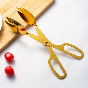 Wholesale <strong>Kitchen</strong> Silicone <strong>Scissor</strong>-Handled Serving Spatula <strong>Tongs</strong> Stainless Steel Salad Bread Clip Buffet Steak Cooking Food - Product Image 4