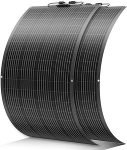 Panel Solar Flexible de 600 Vatios, Paquete de 2 Paneles <span class=keywords><strong>Solares</strong></span> de 300W, Totalmente Negros, 24V/12V, Perfectos para Autocaravanas, Barcos, Furgonetas y Superficies Irregulares - Product Image 1