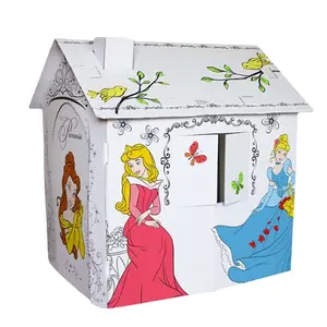 פופולרי קרטון בית צעצועי נייר בית קרטון מתקפל לערכת מתנה לילד