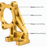 Support de moteur OEM sur mesure en usine, usinage CNC à quatre axes, acier inoxydable/alliage d'aluminium 7075, anodisé rouge