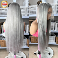 Perruque de cheveux humains vierges vietnamiens bruts, ultra-lisse, sans colle, avec dentelle frontale HD, couleur grise, pré-épilée, 20, 30, 40 pouces