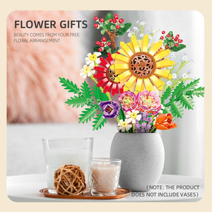 JIESTAR JJ9028 976PCS Série Fleurs Bouquet d'été <span class=keywords><strong>Vase</strong></span> Ornement Blocs de construction Modèle Jouet éducatif technique Cadeau de festival - Product Image 3