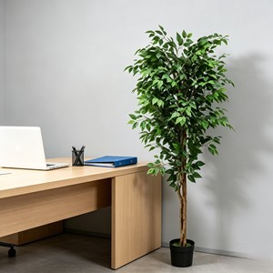 Árbol Artificial de Seda de Banyan de Plástico, Decoración Verde para Sala de Estar, Estantes, Bodas, Acción de Gracias y Navidad - Product Image 6