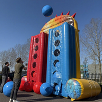 Jeu de lancer de ballons interactif gonflable géant, jeu de sport à double piste pour enfants et adultes, idéal pour les fêtes et la location