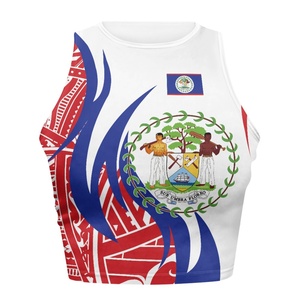 Camiseta con <span class=keywords><strong>tirantes</strong></span> de playa para mujer, Tops cortos sexis con estampado de bandera de Belice, diseño transpirable sin mangas, cantidad mínima de pedido - Product Image 1