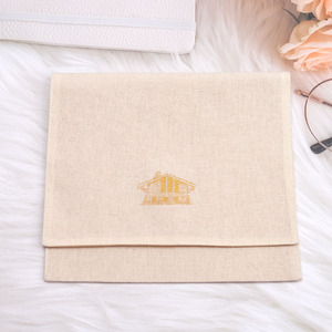 Eco-Friendly Natural Cotton Flap Dust Bag With Satin Lining Custom Logo Printed Shoe Dress Pillow Packing <b>Envelope</b> Muslin Pouch - Product Image 1