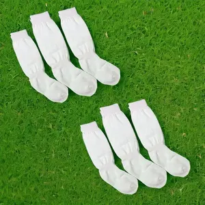 Calcetines deportivos largos hasta la rodilla para niños y adultos, calcetines de fútbol absorbentes del sudor, de compresión, estilo blanco sólido - Product Image 4