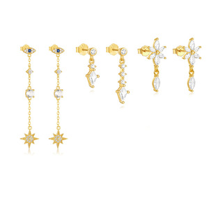 ต่างหูเงินแท้ 925 ประดับพู่และเพชรซิคอน สำหรับสาวๆ สวมใส่ได้ทุกวัน - Product Image 1