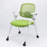 Chaise de formation au design moderne, en tissu, avec roulettes en PP, chaise de bureau en maille, pliable, réglable en hauteur, dossier ouvert