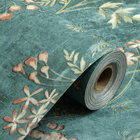 Papier peint à peler et à coller, papier peint texturé floral en soie gaufré vintage pour chambre à coucher, papier peint mural en PVC damassé vintage européen