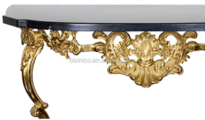 Antique 24K <strong>Gold</strong> Plated Copper <strong>Console</strong> <strong>Table</strong>, Brass Carved Marble Top <strong>Console</strong> <strong>Table</strong>, Louis X IV <strong>Console</strong> <strong>Table</strong> - Product Image 2