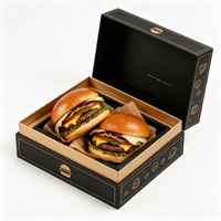Boîte à hamburger pliable en papier kraft écologique et robuste, personnalisable avec logo, impression quadricolore/UV, commandes en gros