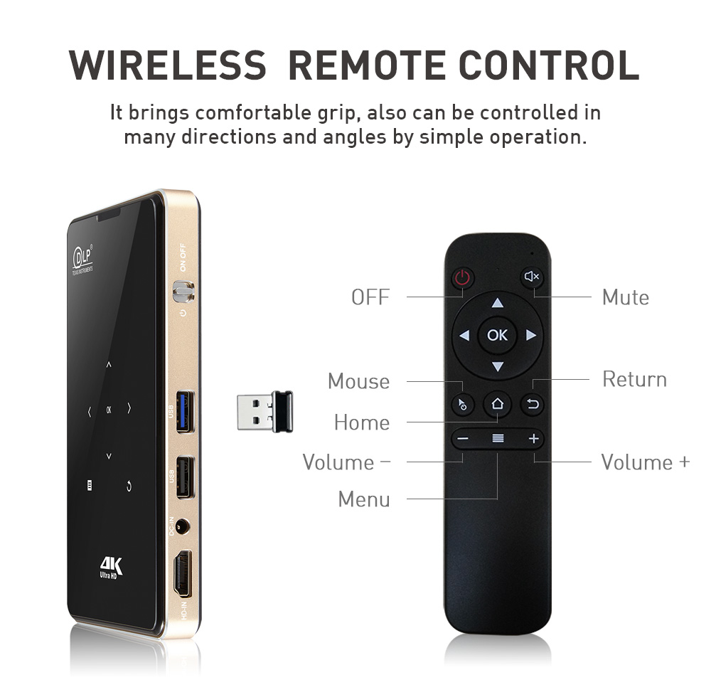 [YIDAHAI P09]65 ANSI LUMENS LED+DLP  Wifi Android mirror smartphone Mini Pocket Portable home theater mobile 3D beamerProjector
