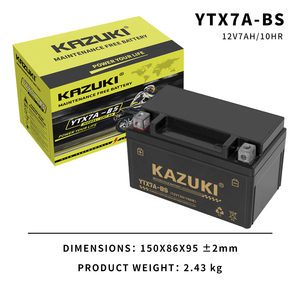 Nouvelle batterie de moto au plomb-acide scellée <span class=keywords><strong>YTX7A</strong></span> <span class=keywords><strong>BS</strong></span> <span class=keywords><strong>12V</strong></span> <span class=keywords><strong>7AH</strong></span> de fabrication chinoise pour scooter à deux ou trois roues KAZUKI ISO9001 - Product Image 6