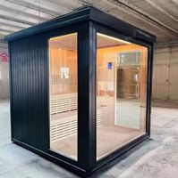 Sauna Moderna de Madera de Hemlock Sólido para 4 Personas con Estufa de Leña Ecológica para Exteriores