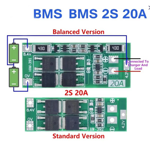 Carte de protection de batterie au lithium BMS 2S 20A 7.4V 8.4V 18650, version équilibrée, carte BMS standard pour bricolage - Product Image 3