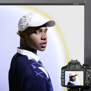 RAUBAY ฉากหลังแบบดึงลงได้ สีขาว ป้องกันรอยยับ ป้องกันแสงสะท้อน ทำจากโพลีเอสเตอร์ ขนาด 78.7" x 86.6" แบบพับเก็บได้ - Product Image 6