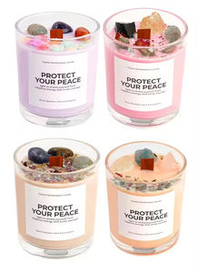 เทียนหอมโลโก้สั่งทำพิเศษในภาชนะแก้วใส ขี้ผึ้งสี ไส้เทียนไม้ ดอกไม้แห้ง คริสตัลควอตซ์ ขี้ผึ้งถั่วเหลือง กลิ่นหอม - Product Image 4