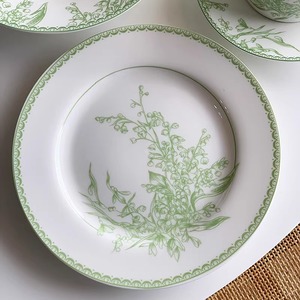Venta al por mayor de vajilla de cerámica con estampado de lirios del valle en verde pastoral de lujo ligero, taza de café, plato occidental. - Product Image 5