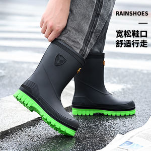 Stivale da pioggia da uomo in PVC a metà tubo impermeabile resistente antiscivolo scarpe da cucina per uomo