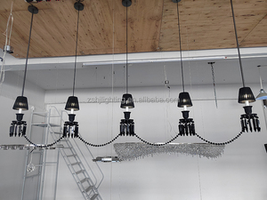 Tùy Chỉnh Hiện Đại Màu Đen Mặt Dây Chuyền Pha Lê Đèn Trần Cao Treo Khách Sạn Cầu Thang Đèn Chùm Cho Đám Cưới Trang Trí Nội Thất - Product Image 3