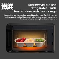 Boîte à gâteau trois saveurs pour influenceurs, boîte bento longue à trois compartiments de style japonais, en pulpe dégradable, jetable et compatible micro-ondes