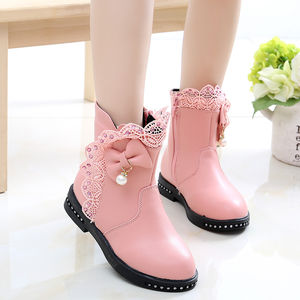 Warme Winterstiefel für Kinder Mädchen Prinzessinnen-Stiefeletten mit Rüschen, Schleife, Perlen Modische Abendschuhe - Product Image 5