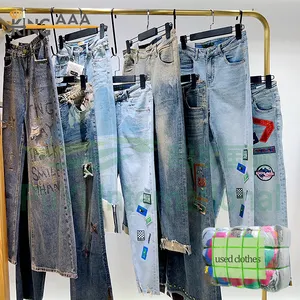 Calça jeans feminina usada na coréia, roupas femininas para mulher com 100kg de fio gratuito, roupas para segunda mão