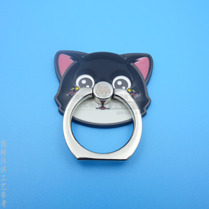 Cartoon <b>Cat</b> Zinc Alloy <b>Ring</b> <b>Holder</b> Rotating Desktop Phone Stand For Smartphones Black Nickel Color - Product Image 3