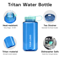Bouteille d'eau en plastique de 400 ml/500 ml avec bouchon à vis, sans BPA, en Tritan, bouteille d'eau personnalisée avec bouchon à vis